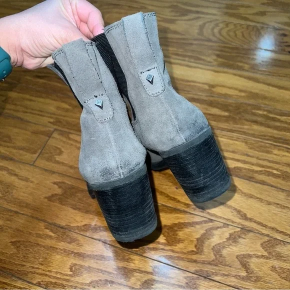 Sam Edelman Gray Suede Chunky Heeled Ankle Booties Size 9.5 - Picture 10 of 10